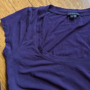 theory short sleeve tee in stretch cotton (purple) scoop neck